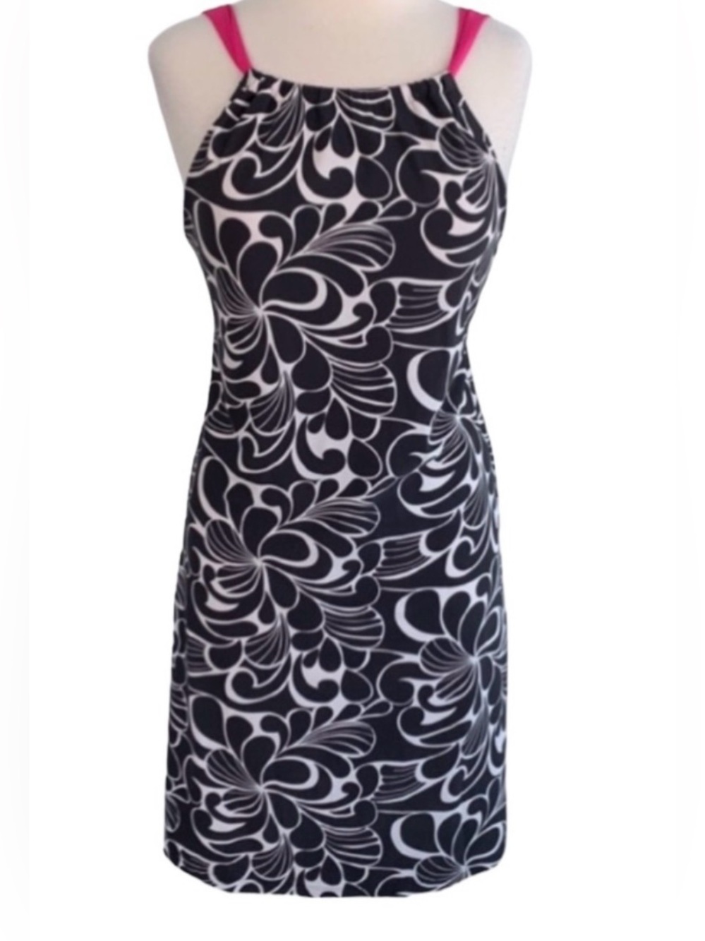 Athleta Kokomo Swim Dress ~ M ~ Black/White/Pink